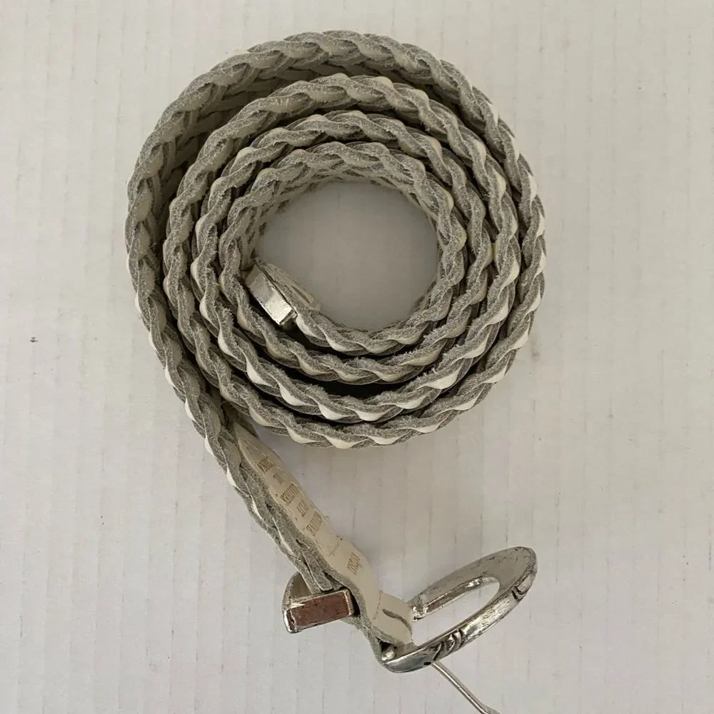 Western Split Leather Braided Belt with Silver Buckle Size M/L Southwestern boho